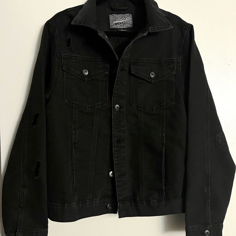 Distressed Black Jean Jacket